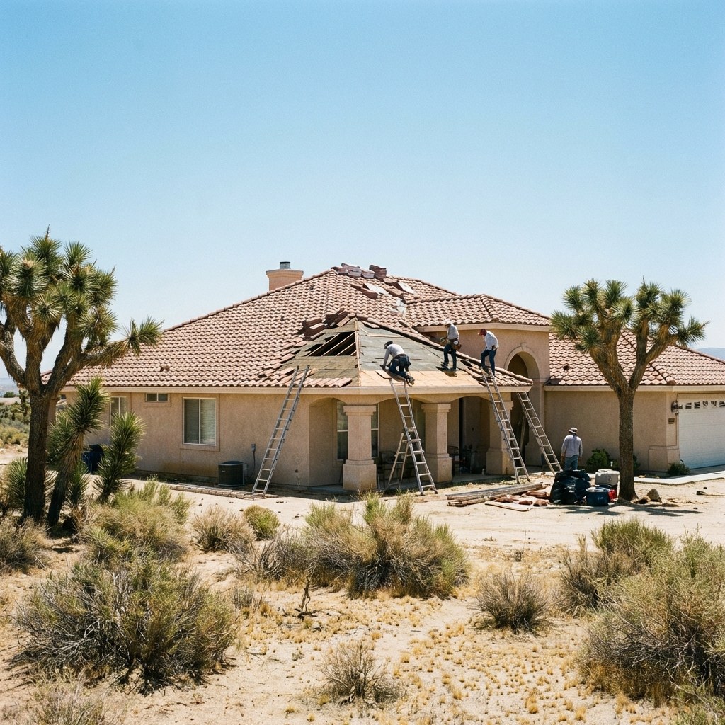 Tile roof restoration project in Palmdale, California